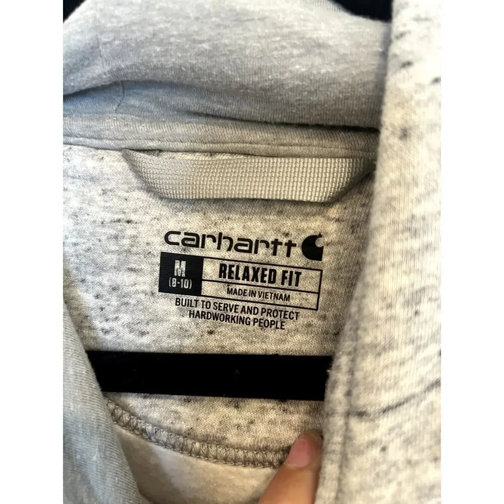 Carhartt Gray Speckled Hoodie Relaxed Fit Pullover Sweatshirt Medium 8/10